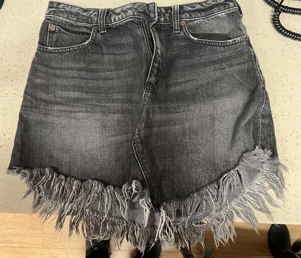 We The Free Free People Maverick Bailey Frayed Denim Mini Skirt Black Size 28